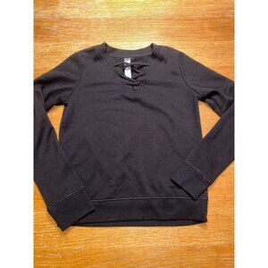 Black Long Sleeve Lace-Up Neck Sweater